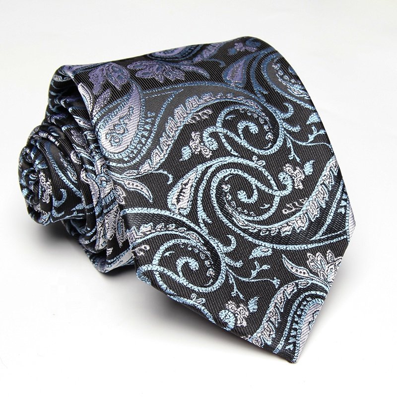 8cm Wholesale mens luxury paisley necktie brown fashion microfiber ascot neck ties for men business