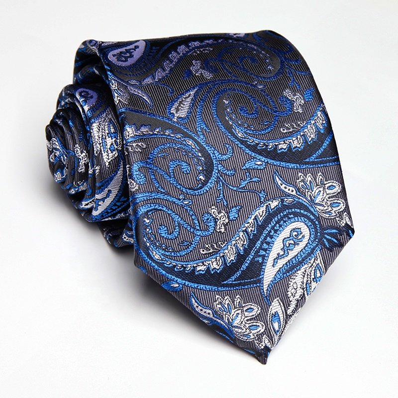 8cm Wholesale mens luxury paisley necktie brown fashion microfiber ascot neck ties for men business