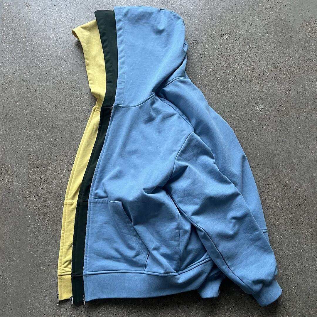 Kafany Garment Custom Color Three Layered 500gsm Cotton Oversized Blank Heavyweight Double Triple Hood Zip Up Hoodie for Men