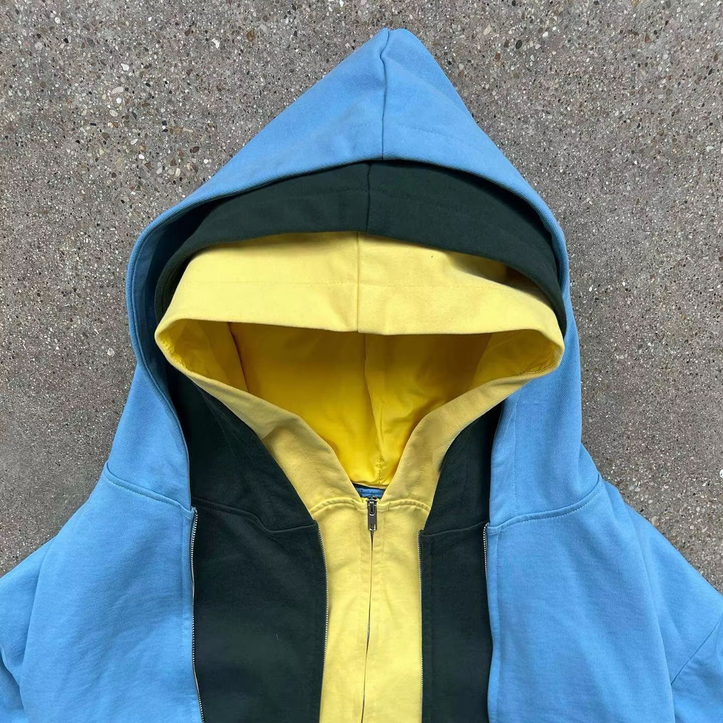 Kafany Garment Custom Color Three Layered 500gsm Cotton Oversized Blank Heavyweight Double Triple Hood Zip Up Hoodie for Men