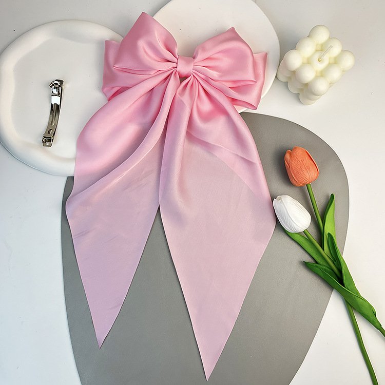 New Hot Big Size Hair Bow Ties Hair Clips Texture Satin Bow Hairpin Girl Hair Accessories For Women Summer Bowknot Hairpins