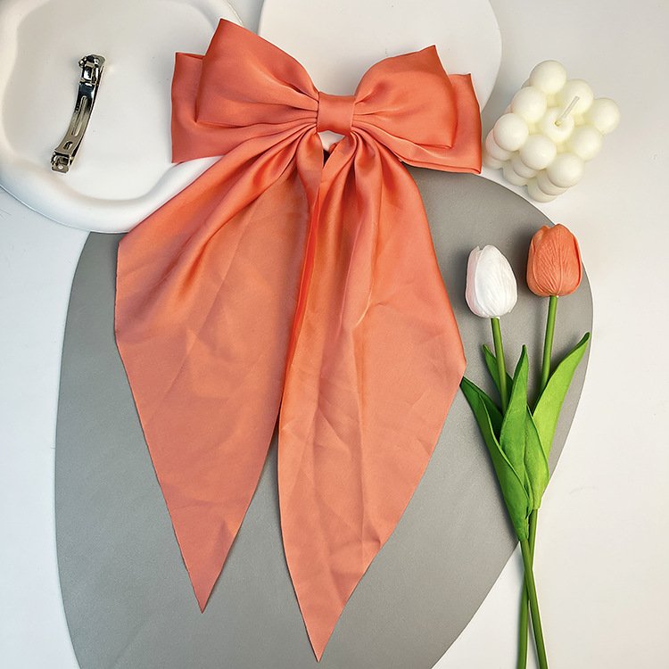 New Hot Big Size Hair Bow Ties Hair Clips Texture Satin Bow Hairpin Girl Hair Accessories For Women Summer Bowknot Hairpins