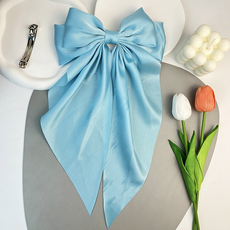 New Hot Big Size Hair Bow Ties Hair Clips Texture Satin Bow Hairpin Girl Hair Accessories For Women Summer Bowknot Hairpins
