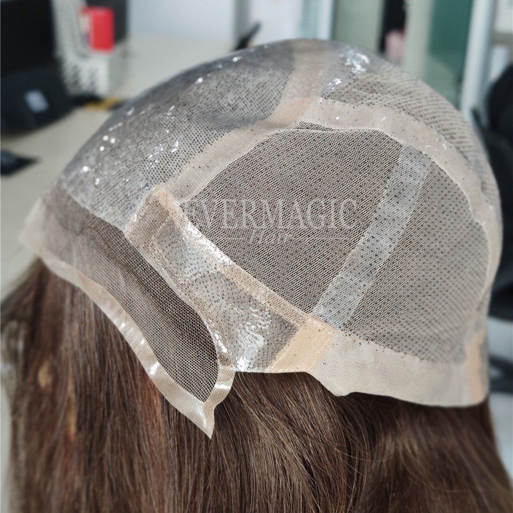 Evermagic Dark brown Color Full hand made Silicone top Medical wig for hair loss alopecia Women