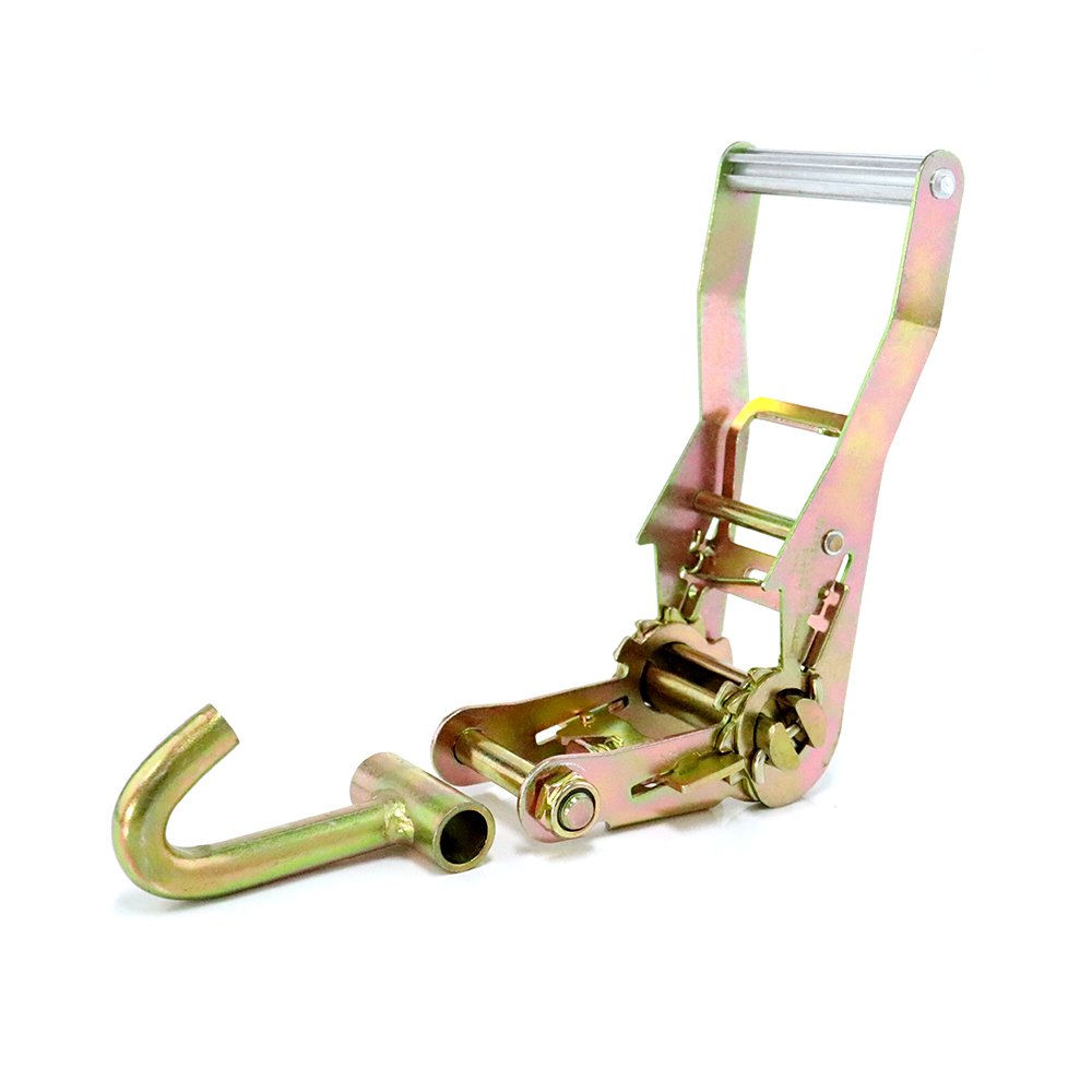 4 Pack of 2" x 8' Lasso Strap with 2" Long Handle Ratchet and J Finger Hook Tie Down for Wheel Lifting