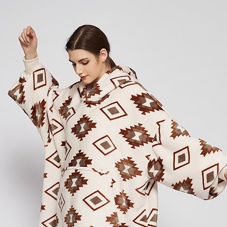Factory polyester sherpa blanket hood oversized wearable blanket sweatshirt for winter cozy plush wearable blanket hoodie adult