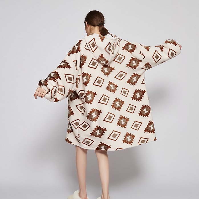 Factory polyester sherpa blanket hood oversized wearable blanket sweatshirt for winter cozy plush wearable blanket hoodie adult