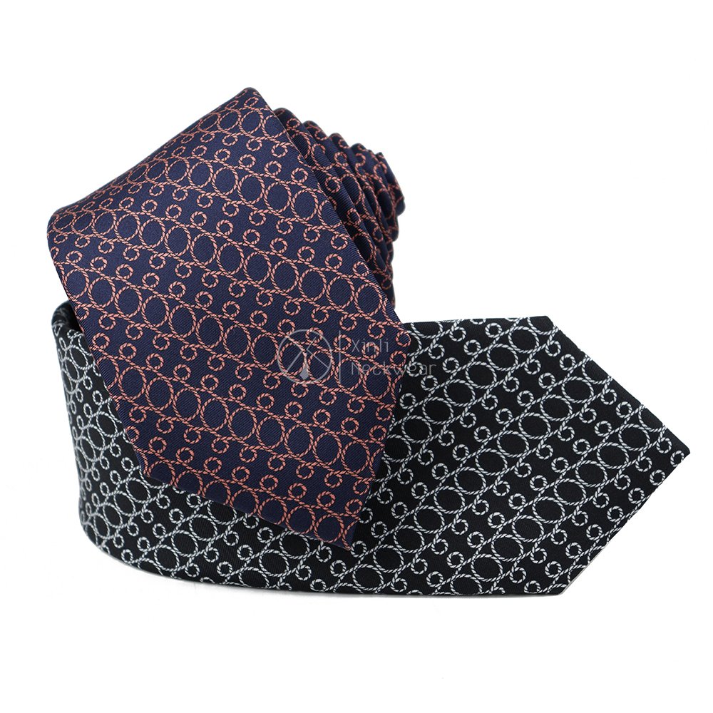 2023 Designer Handmade Neckties Collection Geometric Rope Pattern Custom 100% Silk Men Printed Neck Tie