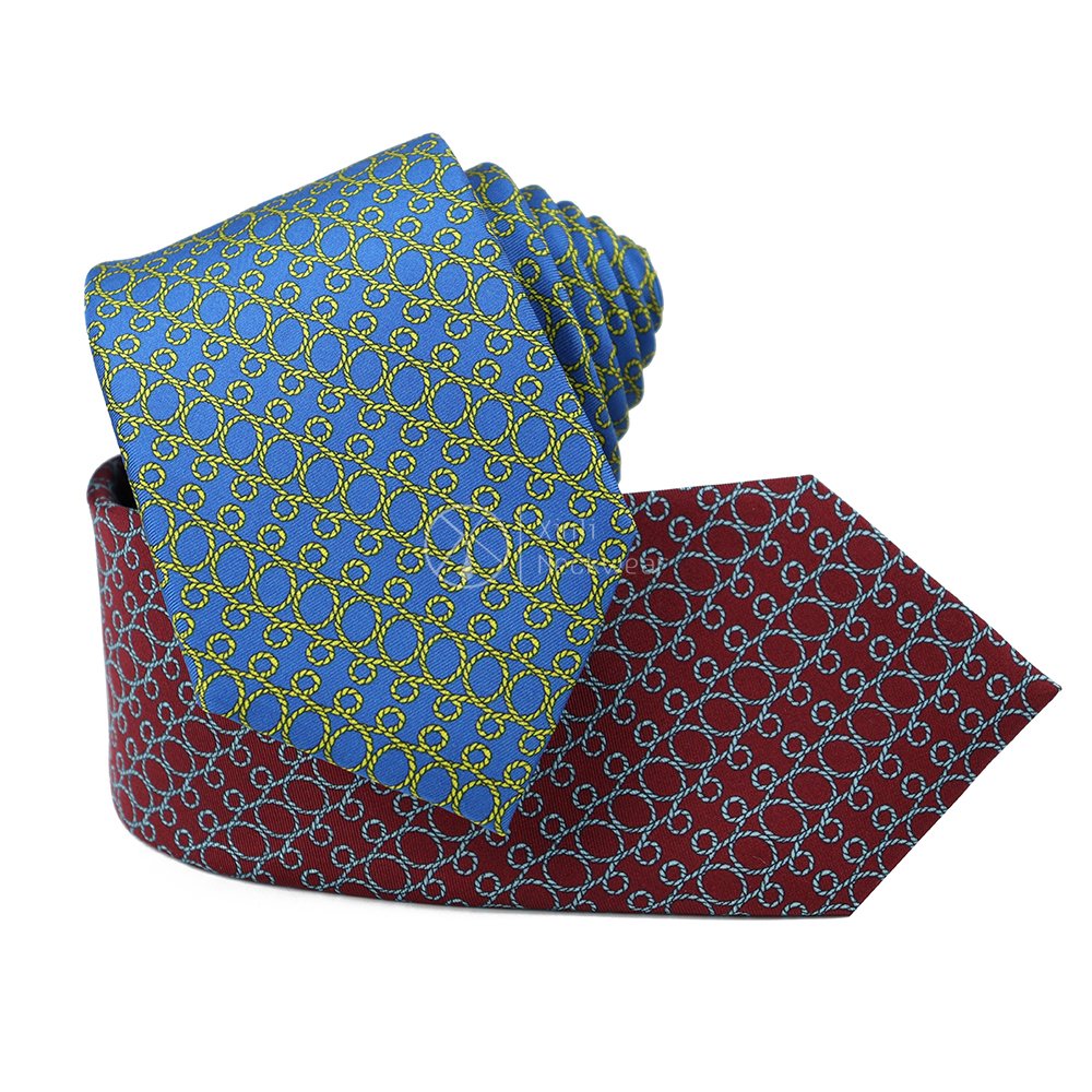 2023 Designer Handmade Neckties Collection Geometric Rope Pattern Custom 100% Silk Men Printed Neck Tie