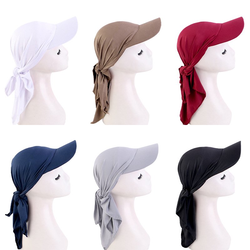 Syh48 Outdoor Casual Bandana Hat Headwear for Women Brim Visor Head Scarf Pre Tied Headwraps Lightweight Skull Cap