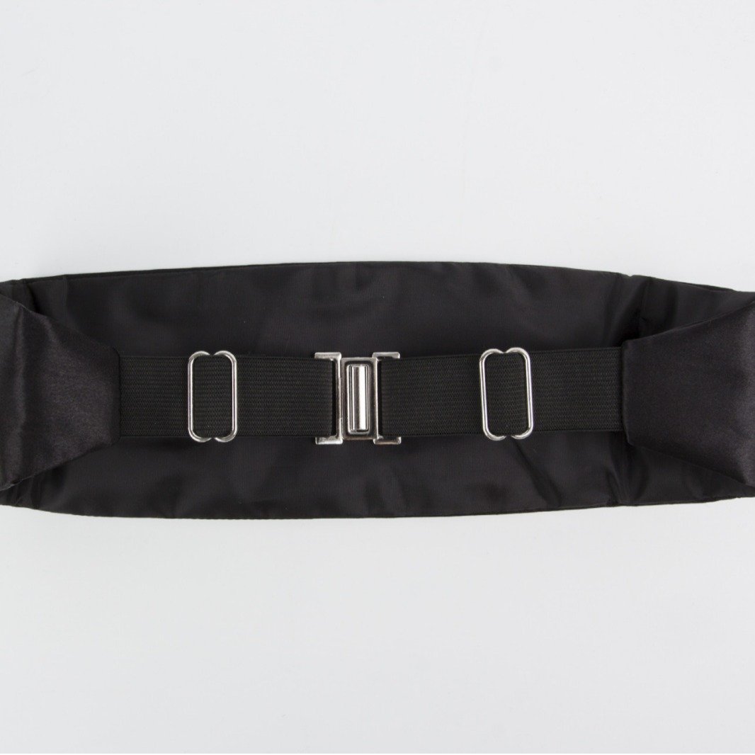 Children Tuxedo Accessory Solid Color Polyester Black Satin Cumberbund Bow Tie And Pocket Square Kids Cummerbund