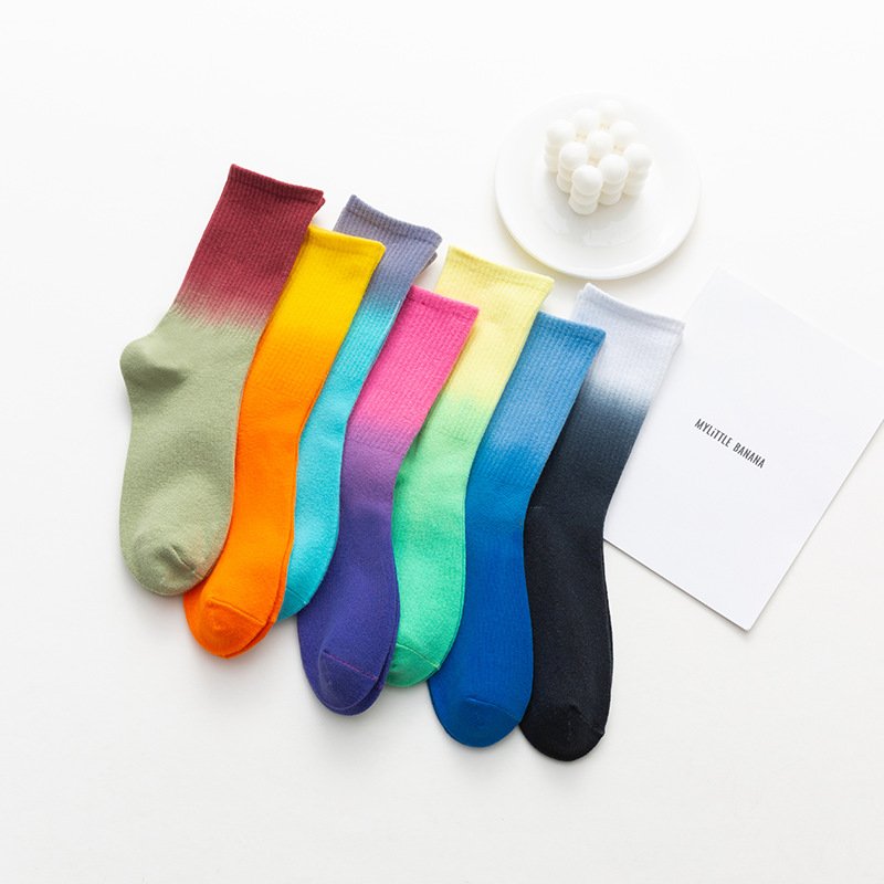 Comfortable Novelty Breathable Fashionable New Design Oem Unisex Custom Dip Dye Tie Dye Socks