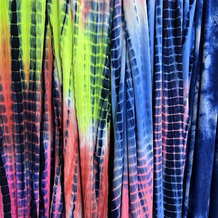 Good quality popular style 95% poly 5%spandex DTY brushed tie dye jersey fabric