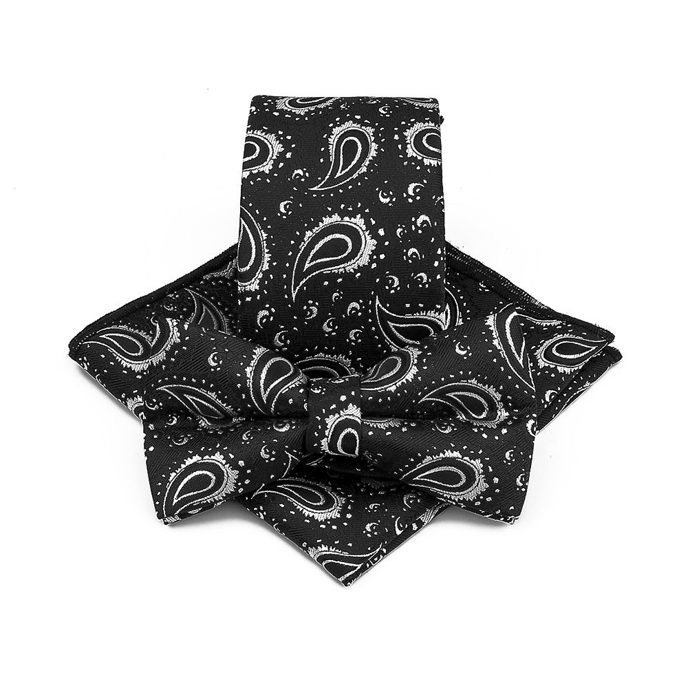 Polyester Tie Men's Jacquard Cashew Flower Tie Pocket Tape Three-piece Suit Accessories