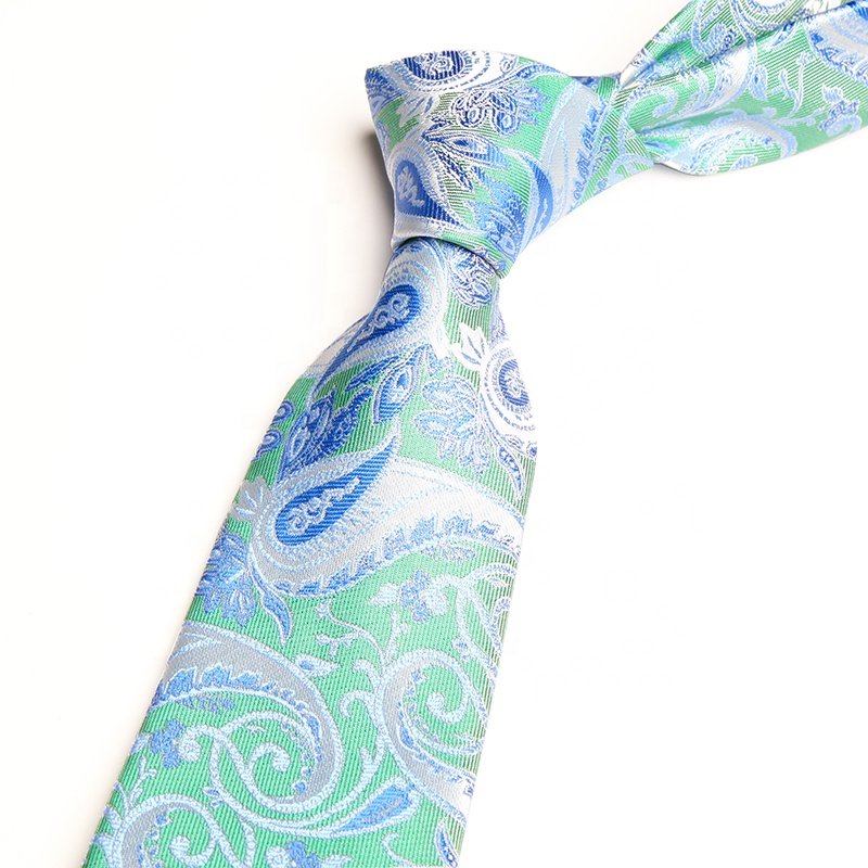 8cm Latest high quality mens luxury business paisley necktie red blue navy microfiber woven jacquard tie for men