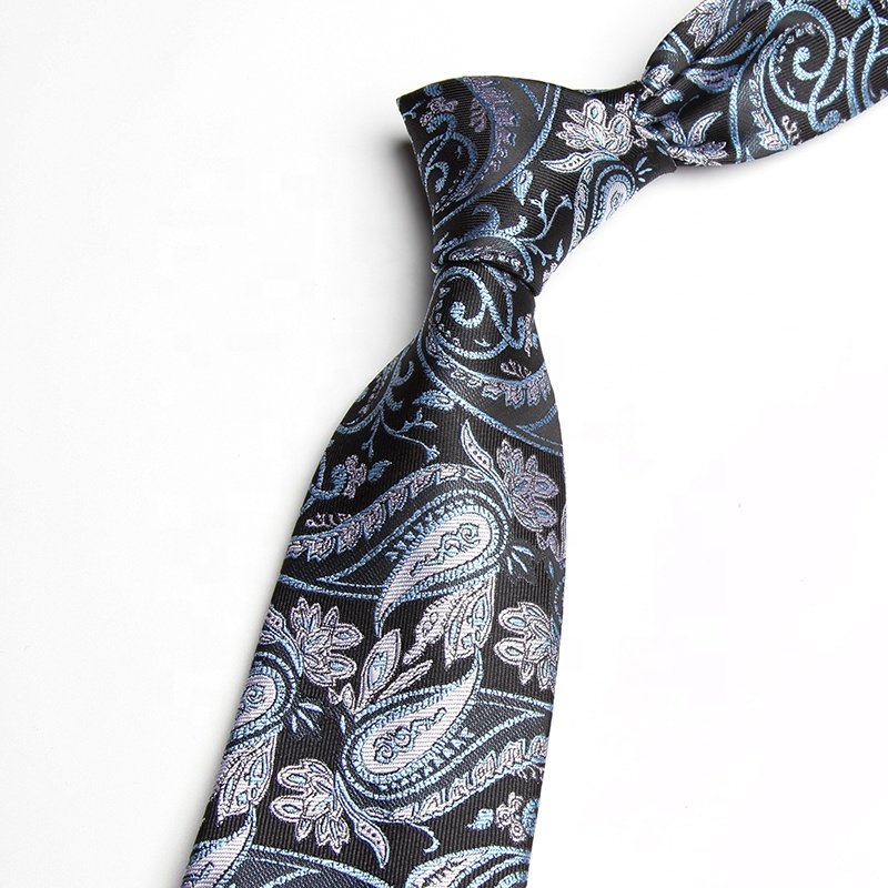 8cm Latest high quality mens luxury business paisley necktie red blue navy microfiber woven jacquard tie for men