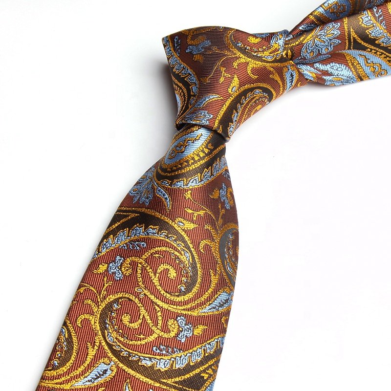 8cm Latest high quality mens luxury business paisley necktie red blue navy microfiber woven jacquard tie for men