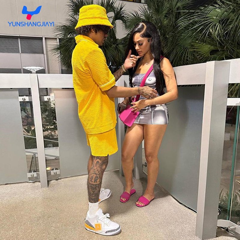 YSJY Summer Polyester Nylon 2 Piece Short Sleeve Jacket Shirts Sets Custom Logo Mens Lapel Shirt And Shorts Track Suit For Men