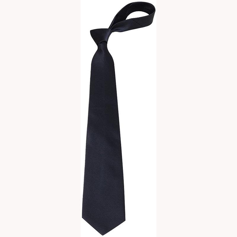 Oem Mens 100% Polyester 8cm Textile Neckties Pure Color Neck Ties Wholesale Custom Handmade Black Security Tie