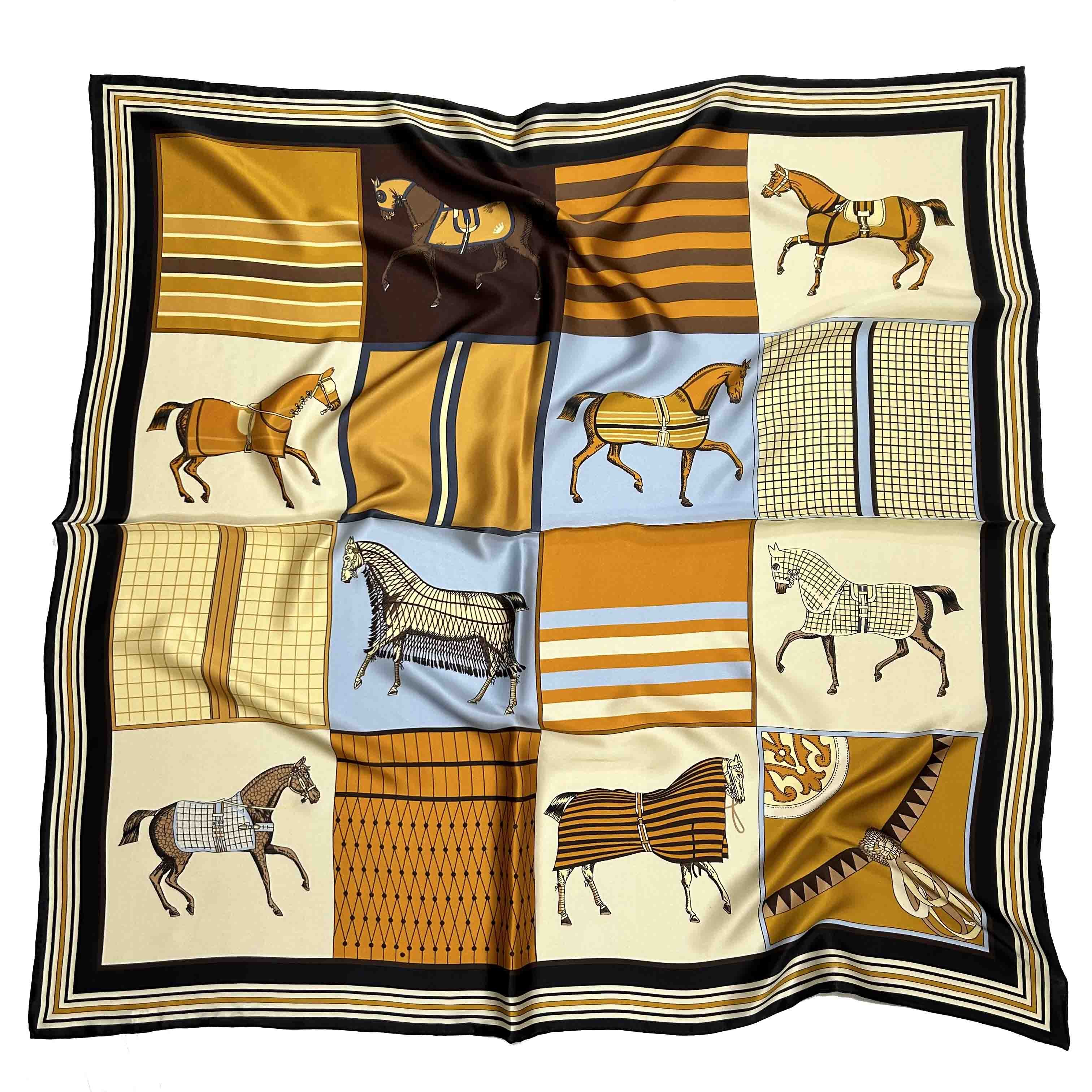 Digital Women Big Custom Silk Printing Square Scarves Satin Summer Silk Shawl For Women