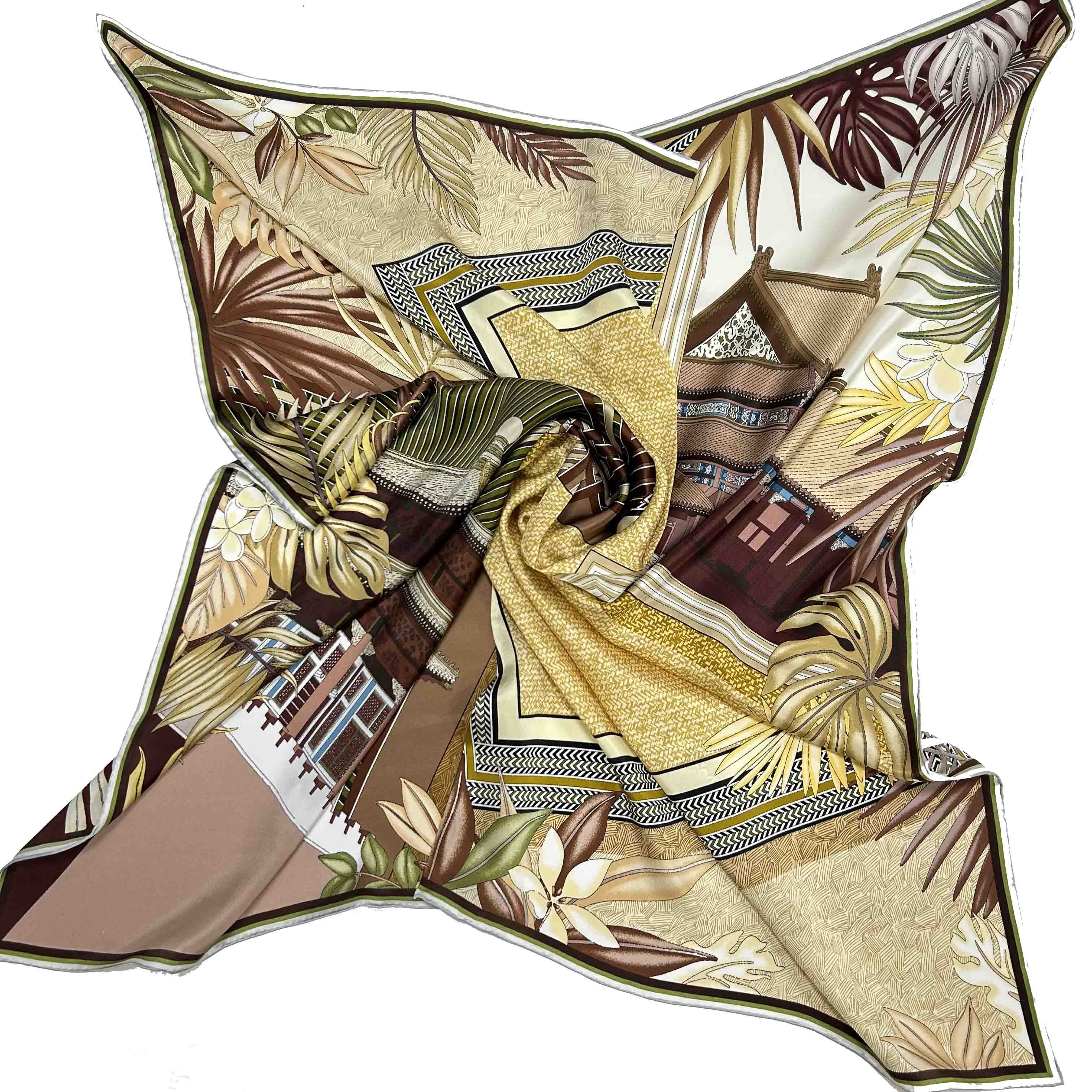 Digital Women Big Custom Silk Printing Square Scarves Satin Summer Silk Shawl For Women