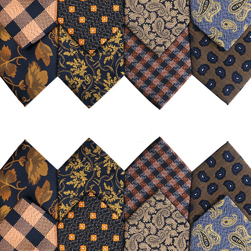 Male Vintage Fashion Casual 7.5cm Width Ties Men Business Formal Wear Polyester Fabric Paisley Wide Necktie