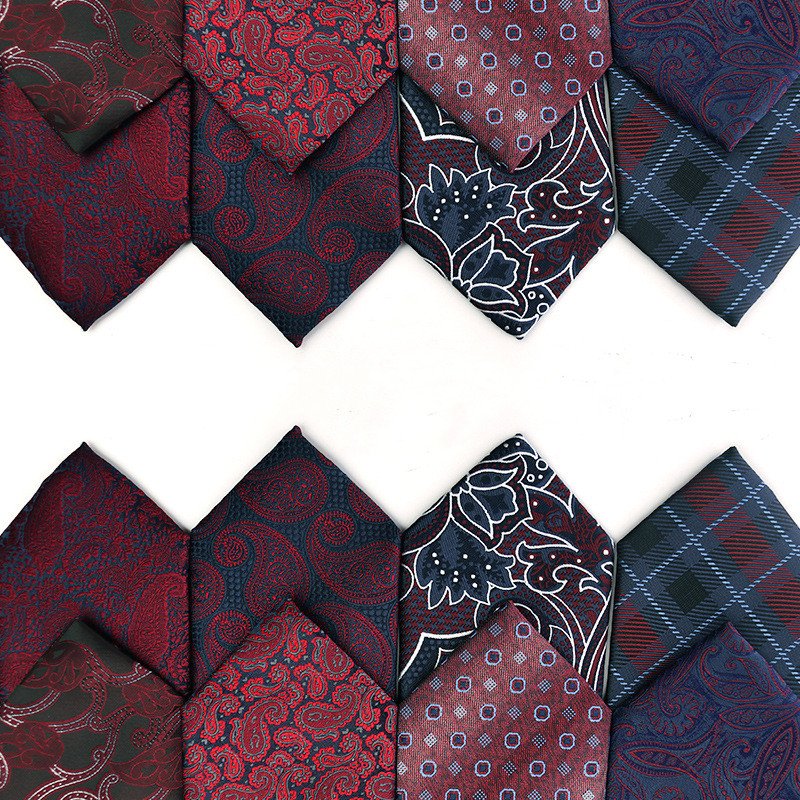 Male Vintage Fashion Casual 7.5cm Width Ties Men Business Formal Wear Polyester Fabric Paisley Wide Necktie