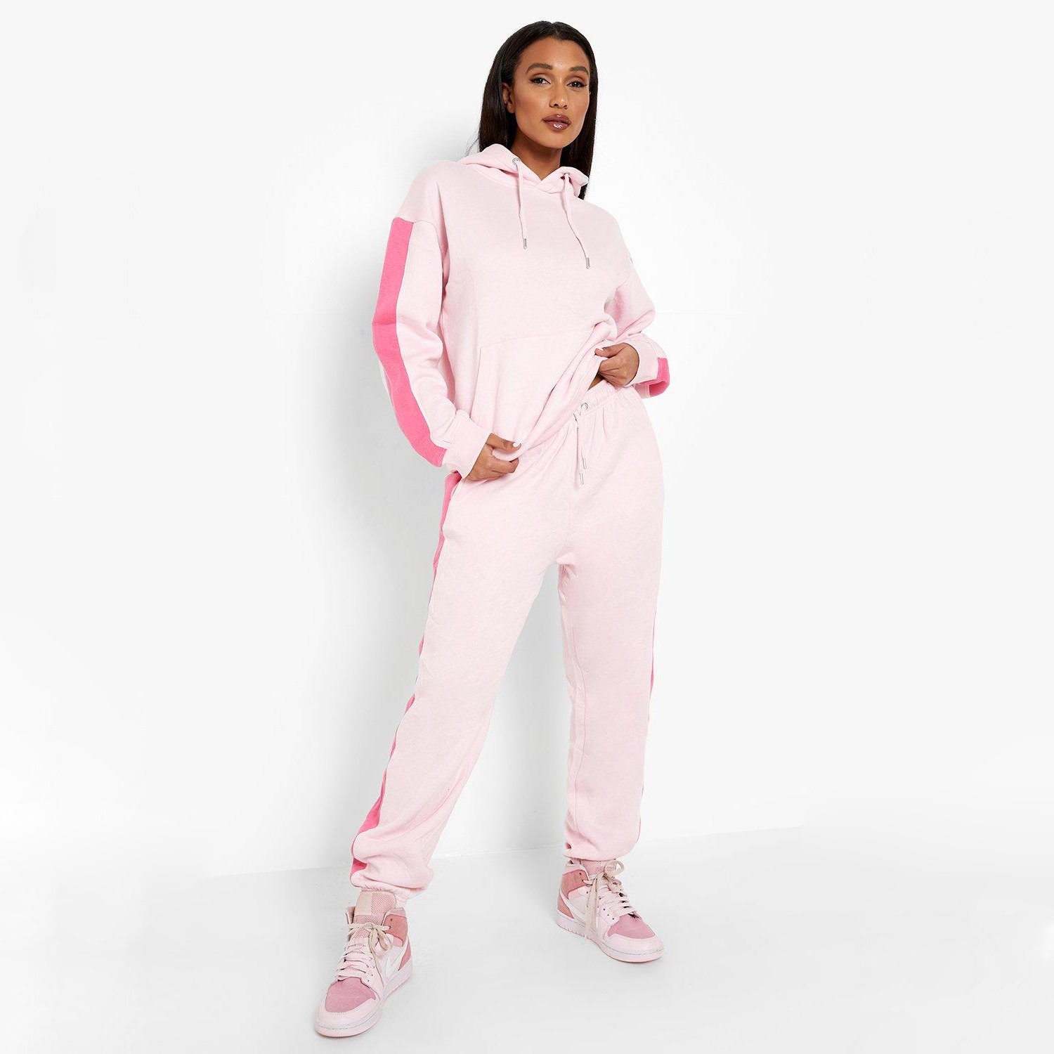 Custom Logo Oversized 2 Piece Track Suit Plain Sportswear Sweatpants Hoodie Set Gym Joggers Suits Women Sweatsuit Set Tracksuit