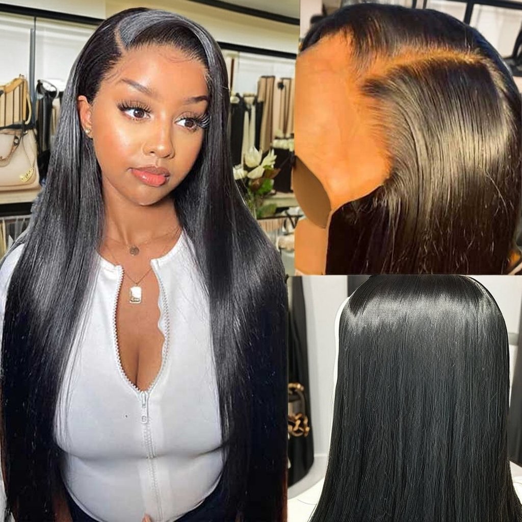 Raw Vietnamese Glueless HD Full Lace Front Wig for Women Cuticle Aligned Straight Long Hair Black Color