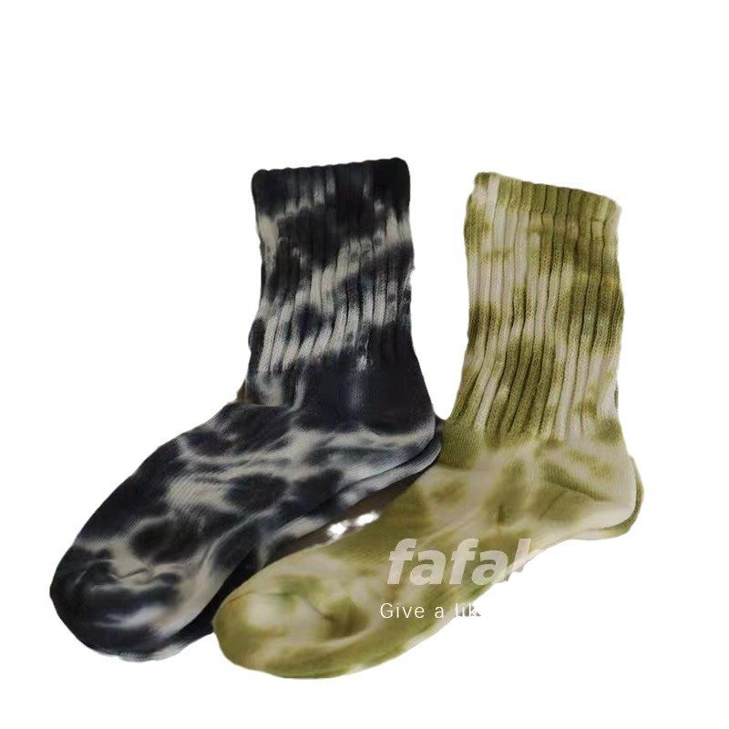Wholesale High Quality Thick Terry Tie-Dyed Skateboard Sports Socks Soft Cotton Crew Casual Men's Tie Dye Socks
