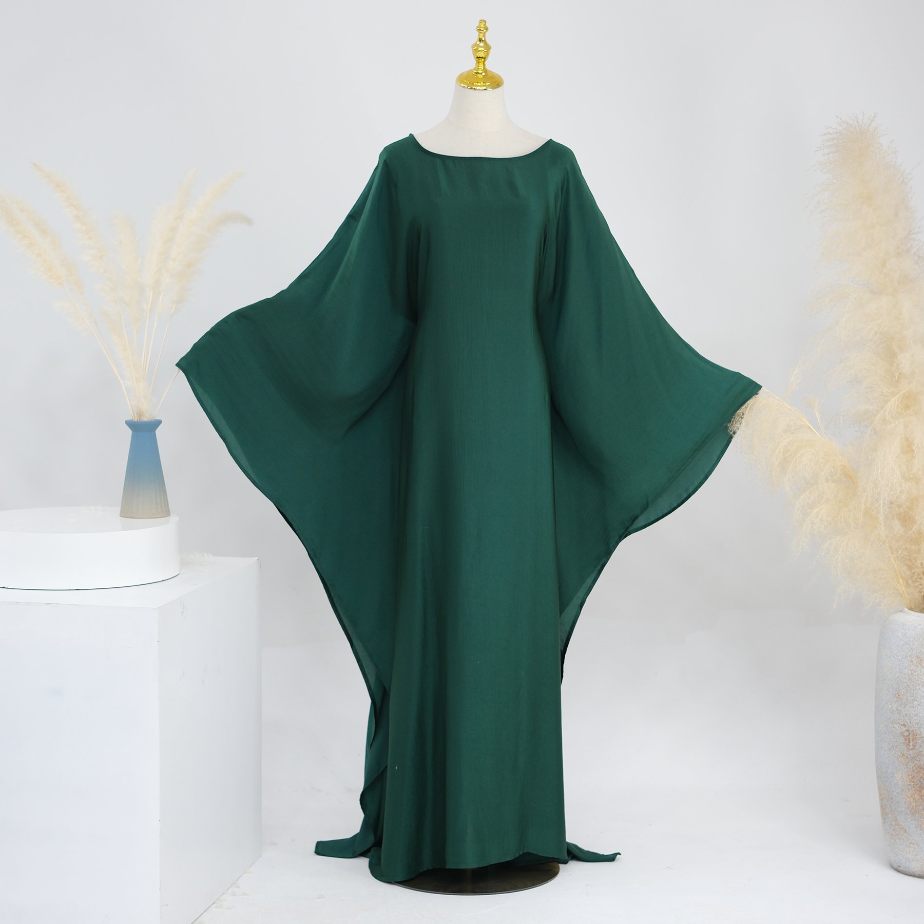 Loriya New Design Abaya Dubai Style Solid Color Closed Abaya Muslim Women's Dresses with Inside Tie Belt Silk Dress Modest Dress