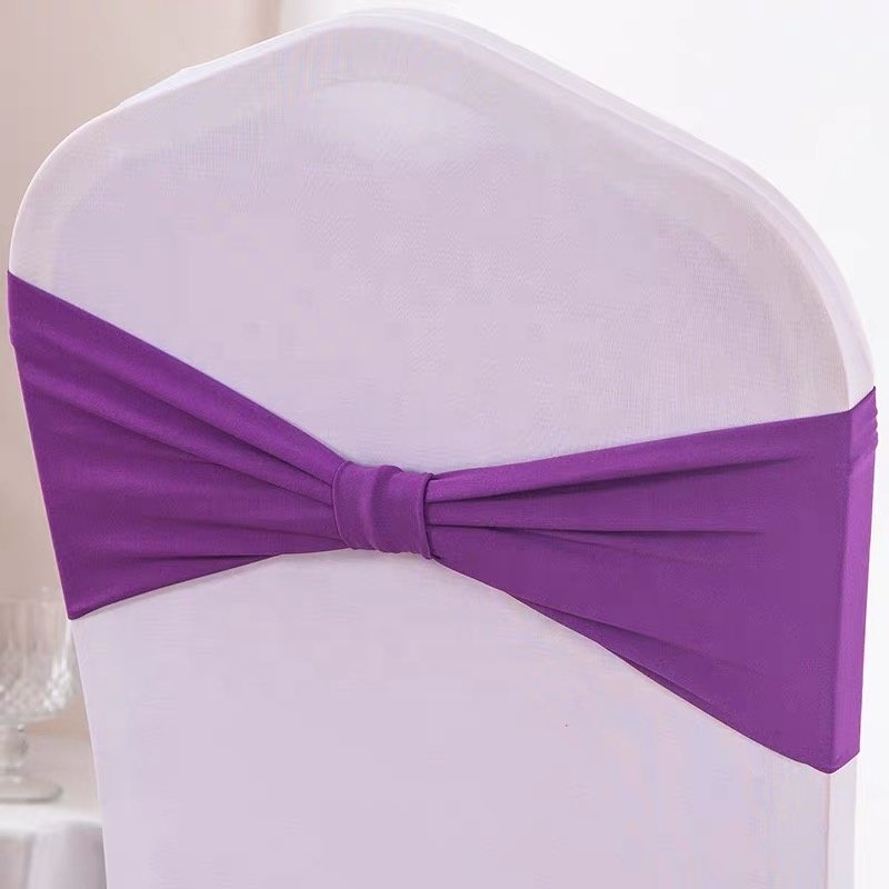 Plain Style Spandex Chair Band With Buckle For Wedding Banquet Chair Sash Tie