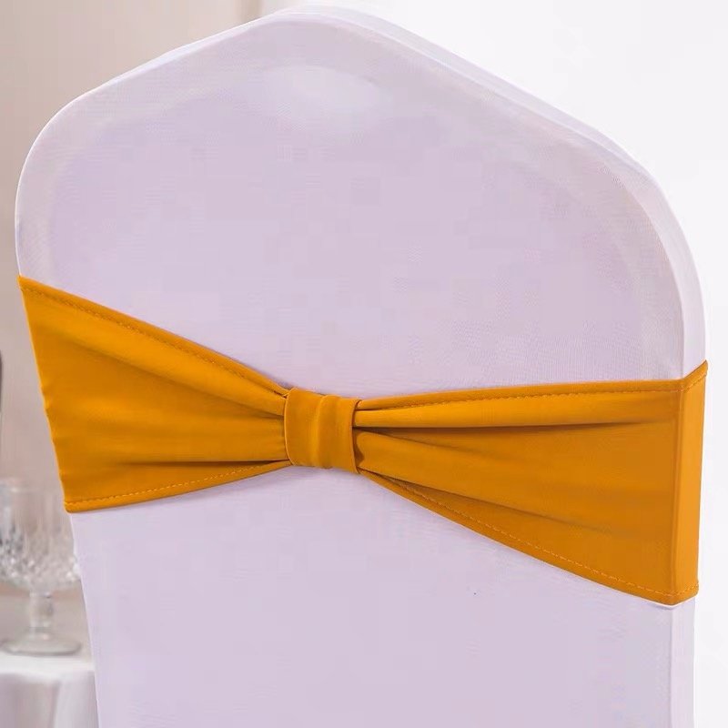 Plain Style Spandex Chair Band With Buckle For Wedding Banquet Chair Sash Tie