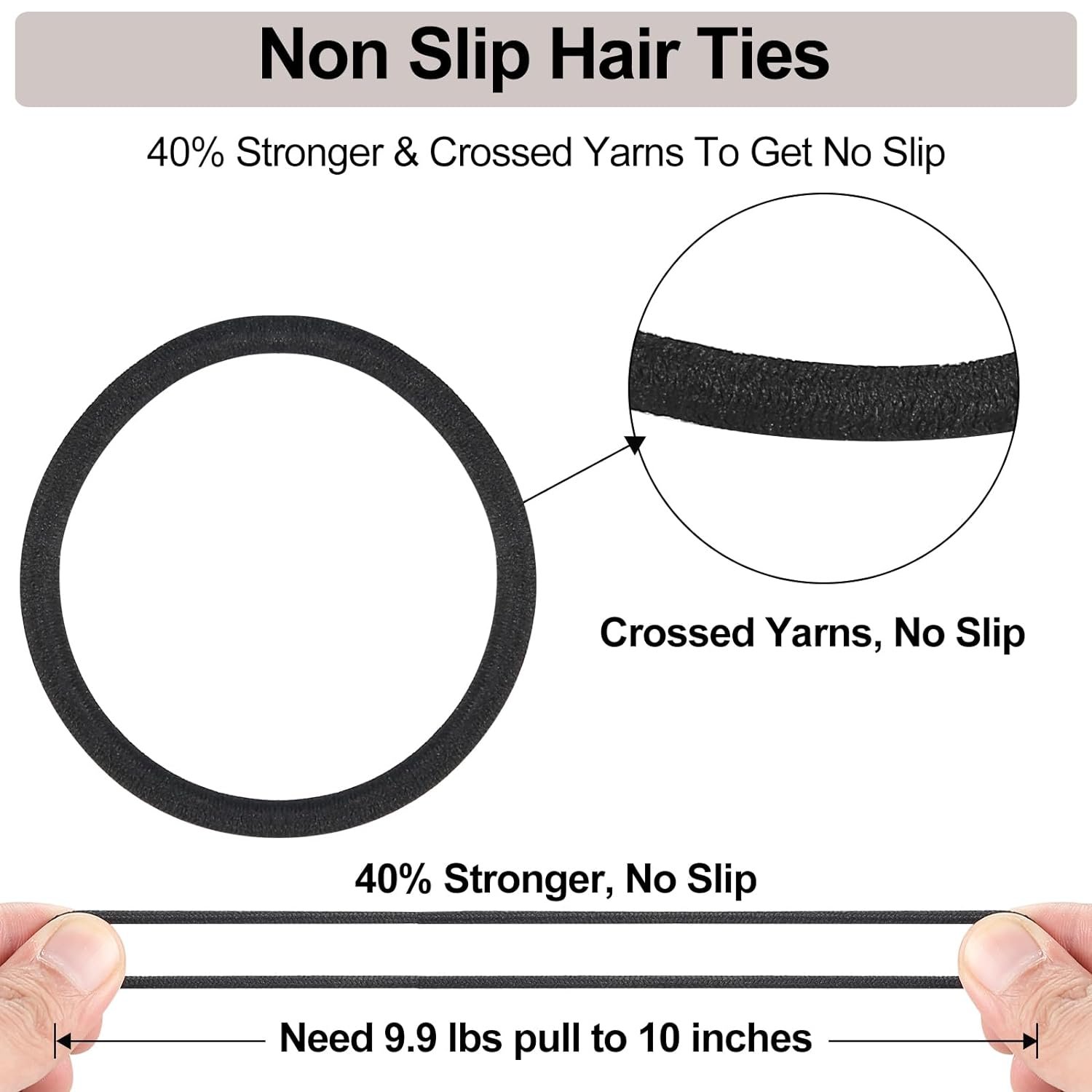 4MM Womens hair elastics Ponytail Holders Hair Bands Ouchless No Slip Strong Pony Tails Hair Ties for Thick