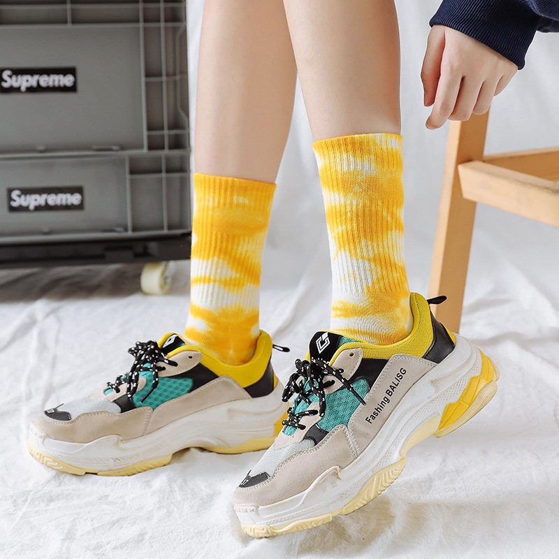 Sifot Colorful Crew Designer Sneaker Socks Compression Tie Dye Sports Socks for Unisex Pp Bag Wholesale Breathable Custom Cotton