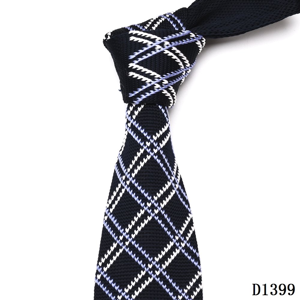 Yili Factory Supplier Custom Made Men Skinny Flower Plaid Design Polyester Neck Tie Knitted