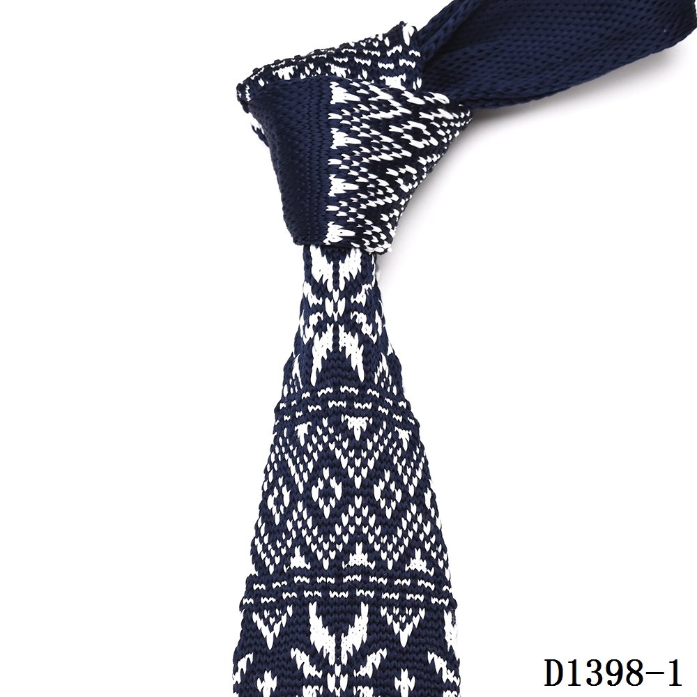 Yili Factory Supplier Custom Made Men Skinny Flower Plaid Design Polyester Neck Tie Knitted