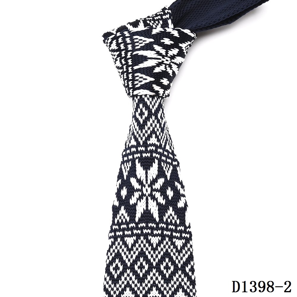 Yili Factory Supplier Custom Made Men Skinny Flower Plaid Design Polyester Neck Tie Knitted