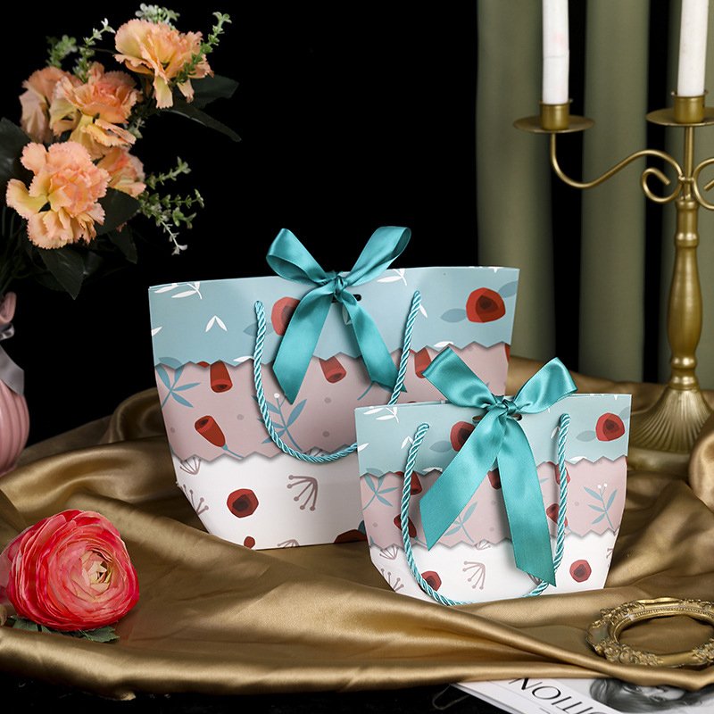 Champagne Gold Floral Ribbon Clear Candy Box Frosted Party Favors Candy Box with Flower wedding decoration party gift box