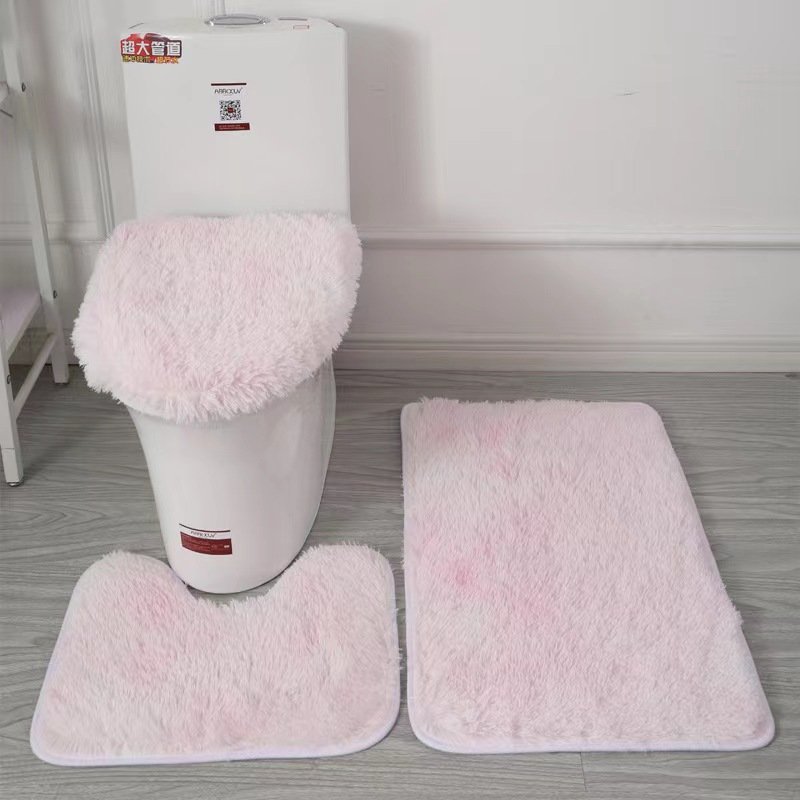 3 Piece Bathroom Rug Set Super Soft Toilet Bathroom Toilet Tub Air Floor Mat Nonslip Mat Carpet Nonslip Carpet Set Long Wool Mat