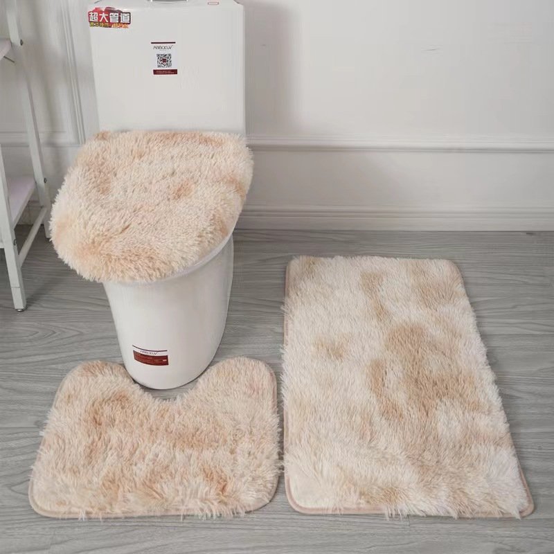 3 Piece Bathroom Rug Set Super Soft Toilet Bathroom Toilet Tub Air Floor Mat Nonslip Mat Carpet Nonslip Carpet Set Long Wool Mat
