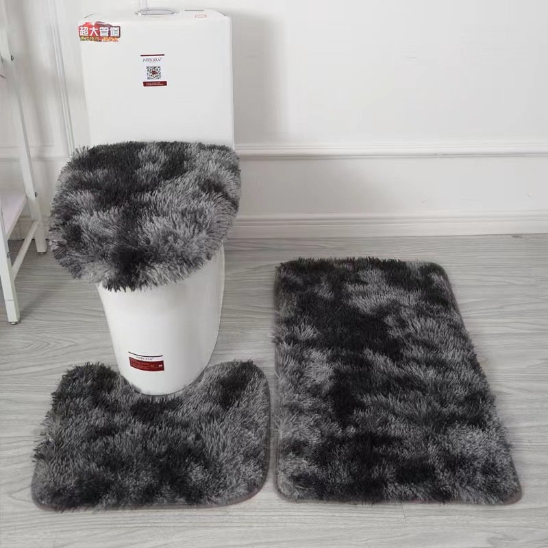 3 Piece Bathroom Rug Set Super Soft Toilet Bathroom Toilet Tub Air Floor Mat Nonslip Mat Carpet Nonslip Carpet Set Long Wool Mat
