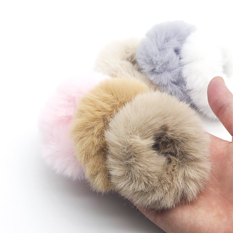 Elastic Hair Bands Winter Cute Furry Color Women Hair Rope Fluffy Ties Scrunchies