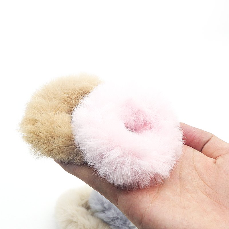 Elastic Hair Bands Winter Cute Furry Color Women Hair Rope Fluffy Ties Scrunchies