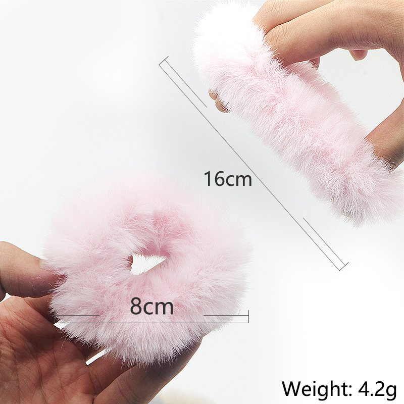 Elastic Hair Bands Winter Cute Furry Color Women Hair Rope Fluffy Ties Scrunchies
