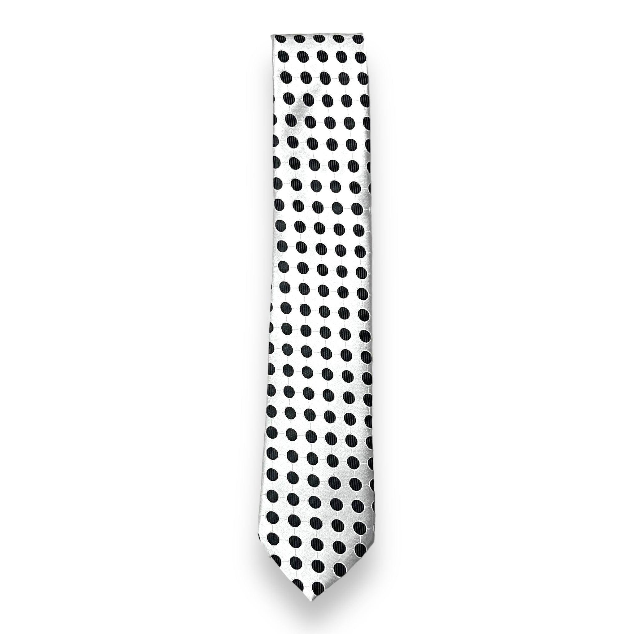 Black and White Dotted Polyester Tie