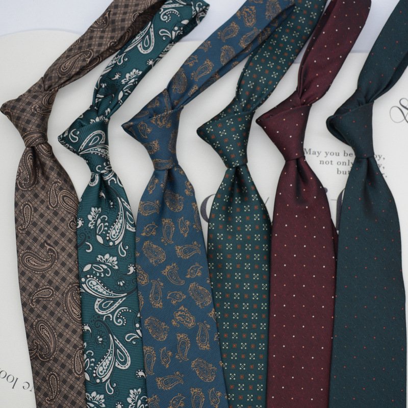 Tie men's formal retro Hong style brown 8CM hand type student business suit