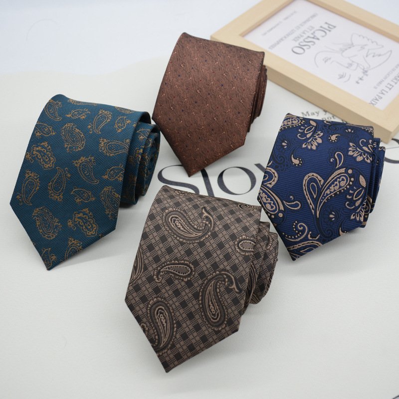Tie men's formal retro Hong style brown 8CM hand type student business suit