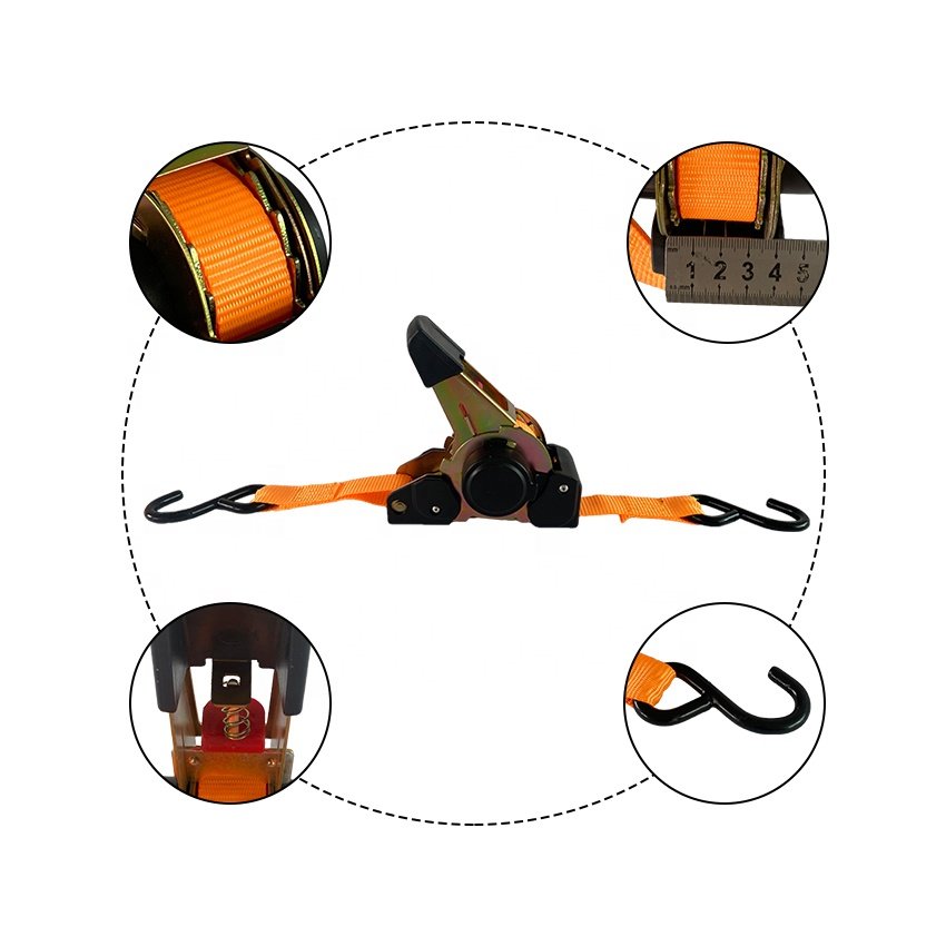 Heavy Duty Ratchet Tie Down Straps Auto Retract Ratchet Straps Tie Down with S Hook