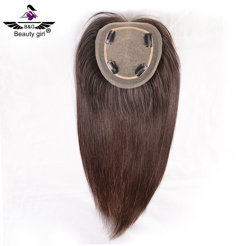 Hair Replacement Hand Tied Human Hair Topper Add Lace Front For Hair Loss Women Silk Top With Lace Toupee